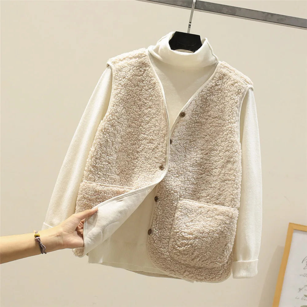 Orianna Women's Sleeveless Vest – Cozy Sherpa Shearling-Style Fabric, Lightweight & Casual