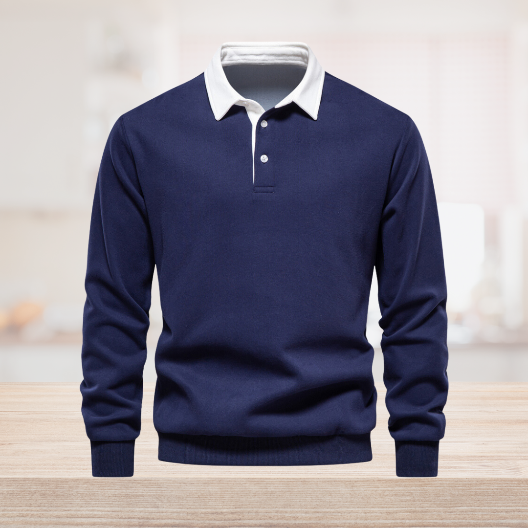 Alaric Men's Polo Sweater – Long-Sleeve Breathable Knit with a Classic Collar & Timeless Style