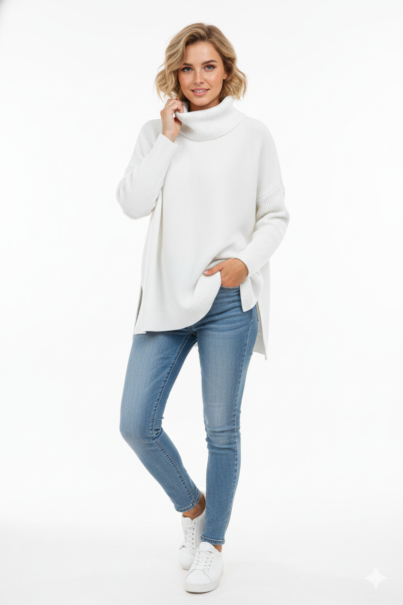 Dorian Women's Turtleneck Sweater – Ultra-Soft Oversized Knit with Tall Collar & Chic Style