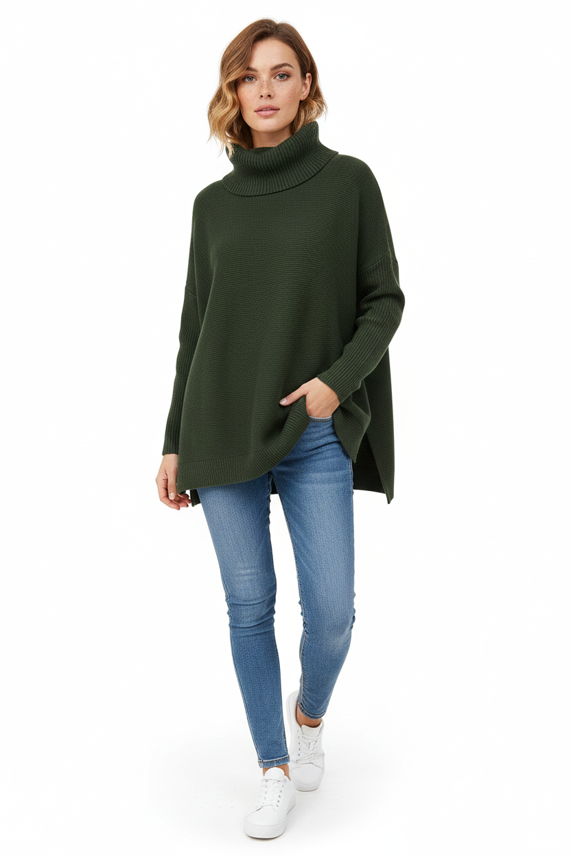 Dorian Women's Turtleneck Sweater – Ultra-Soft Oversized Knit with Tall Collar & Chic Style
