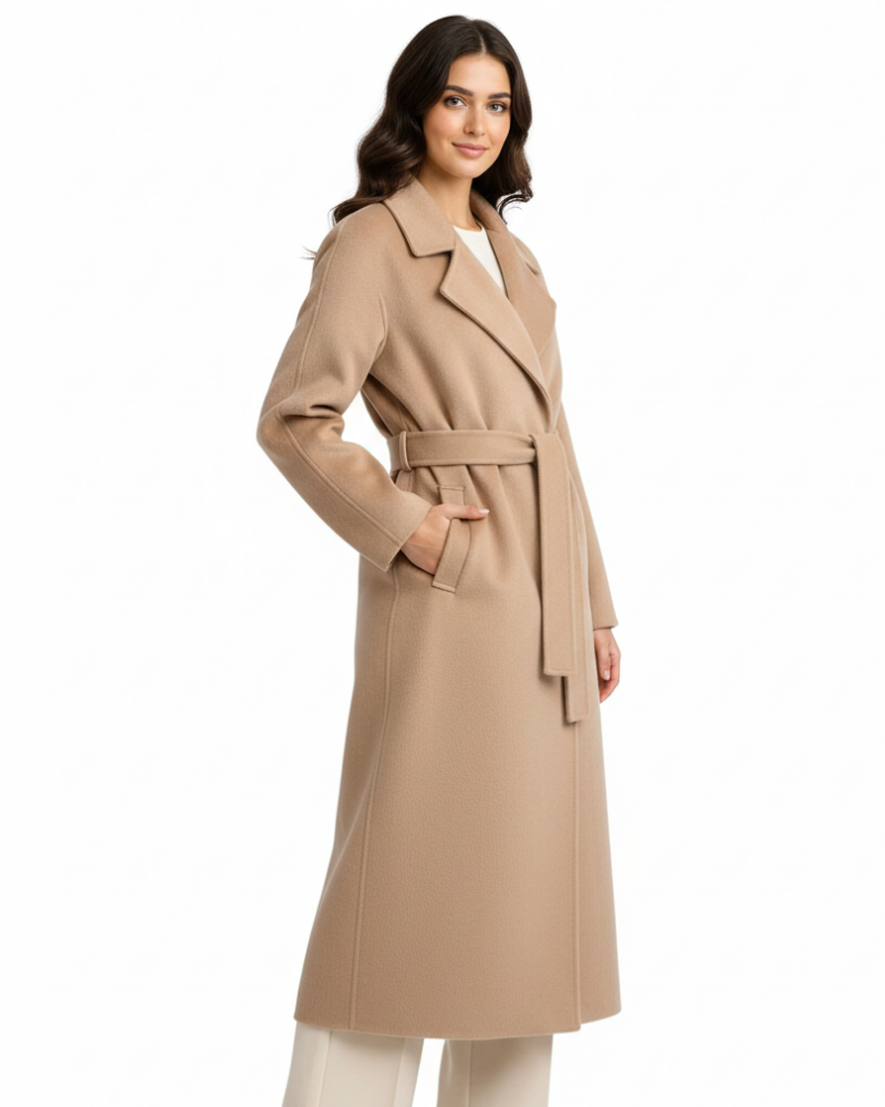 Nash Refined Long Coat for Women – Wool-Blend Coat with Classic Notch Collar