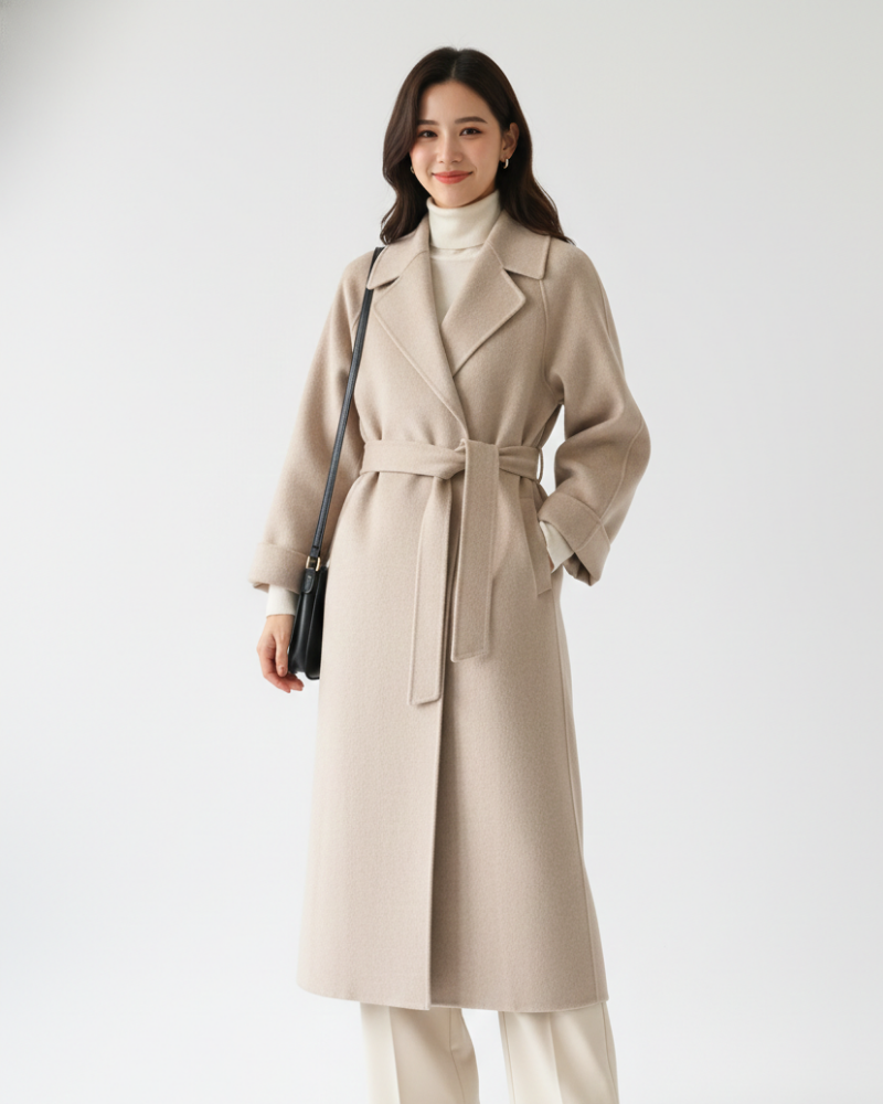 Nash Refined Long Coat for Women – Wool-Blend Coat with Classic Notch Collar
