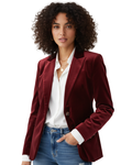 Hollis Velvet Blazer for Women – Chic Green Jacket with Gold Buttons & Sophisticated Fit