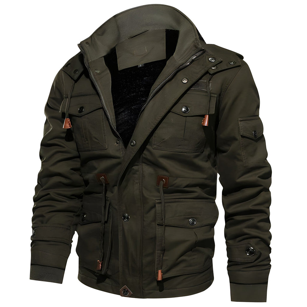 Undine Men's Military Jacket – Waterproof Coat with Fleece Lining & Adjustable Waist
