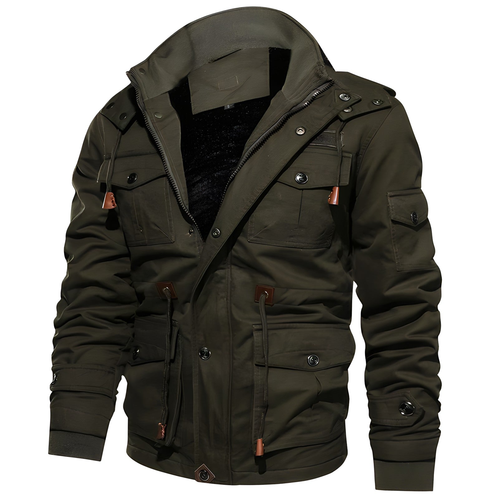 Undine Men's Military Jacket – Waterproof Coat with Fleece Lining & Adjustable Waist