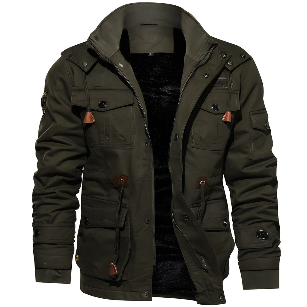 Undine Men's Military Jacket – Waterproof Coat with Fleece Lining & Adjustable Waist