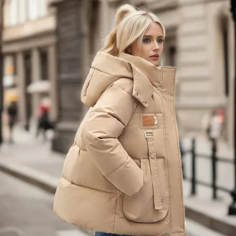 Valentina Women's Waterproof Puffer Coat – Insulating Winter Jacket with Hood and Relaxed Loose Silhouette