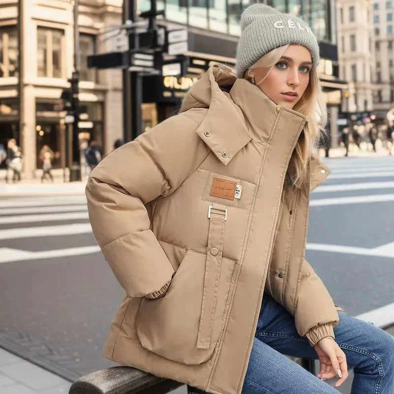 Valentina Women's Waterproof Puffer Coat – Insulating Winter Jacket with Hood and Relaxed Loose Silhouette