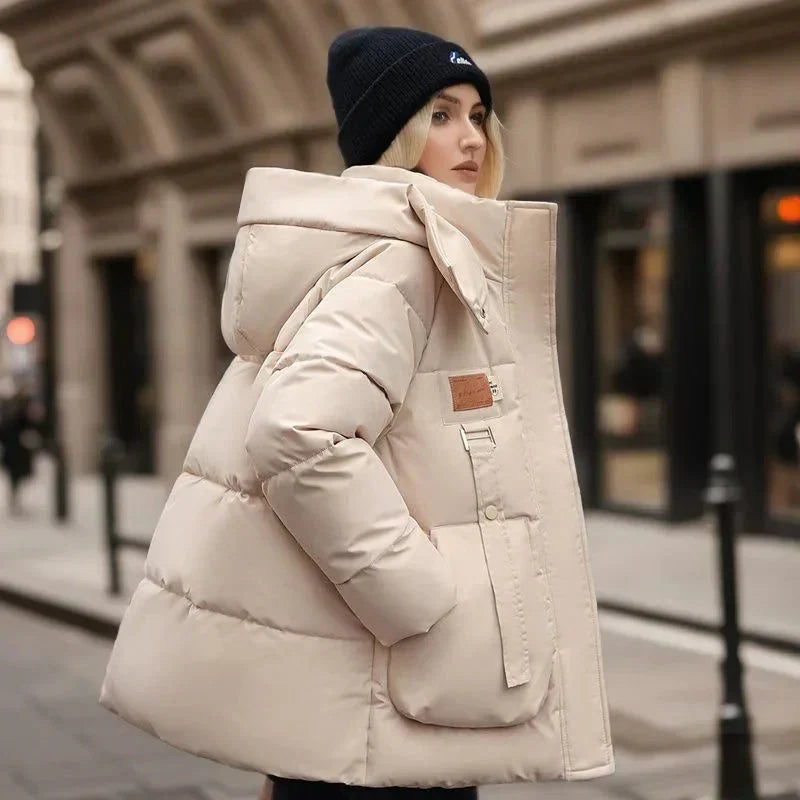 Valentina Women's Waterproof Puffer Coat – Insulating Winter Jacket with Hood and Relaxed Loose Silhouette