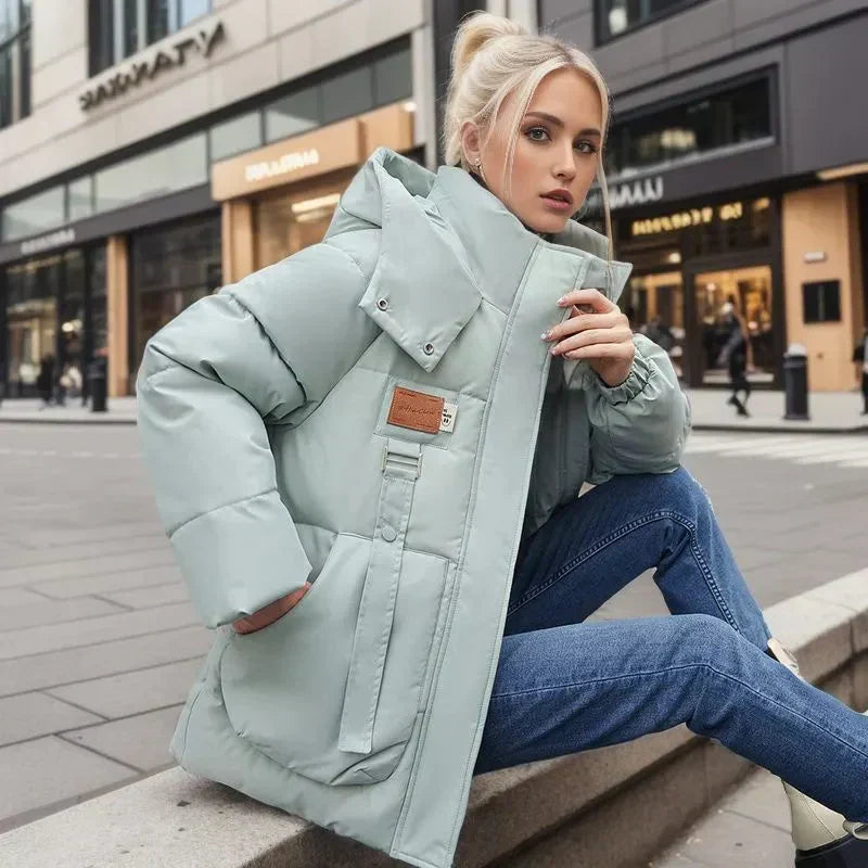 Valentina Women's Waterproof Puffer Coat – Insulating Winter Jacket with Hood and Relaxed Loose Silhouette