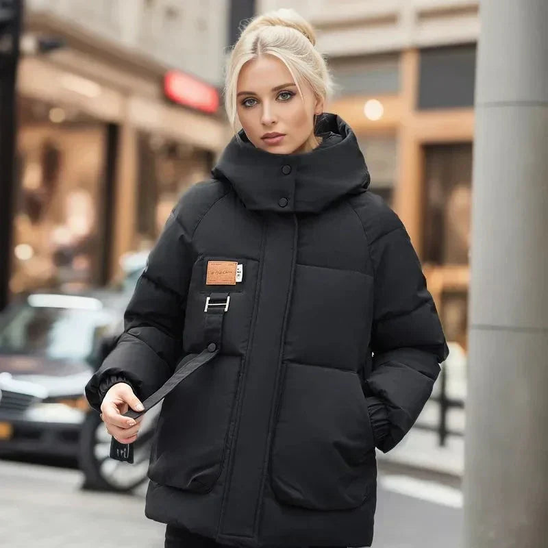 Valentina Women's Waterproof Puffer Coat – Insulating Winter Jacket with Hood and Relaxed Loose Silhouette