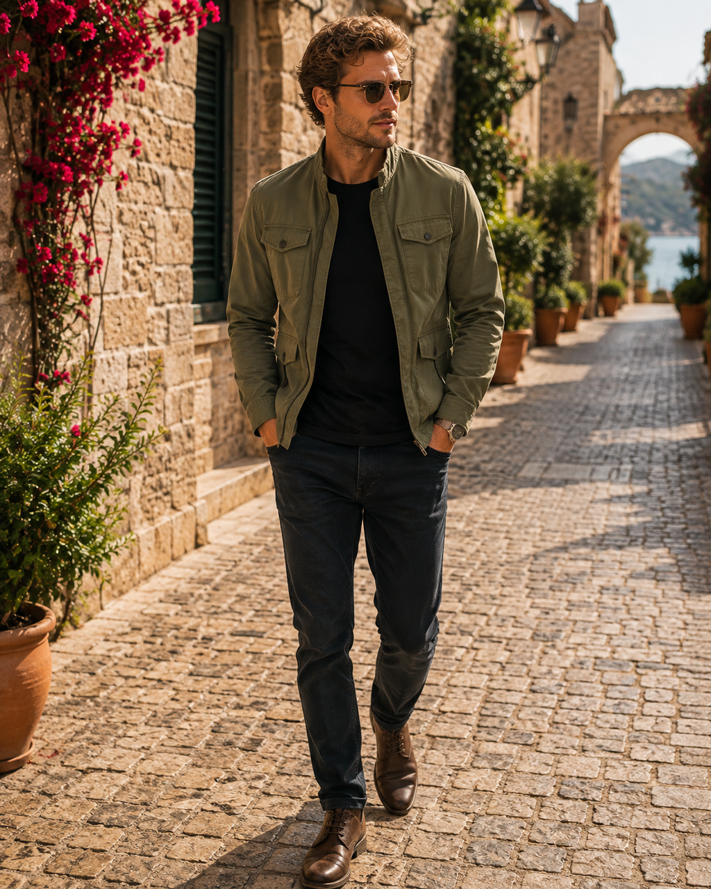 Merrick Men's Cotton Jacket – Mandarin Collar, Zip-Up Front & Retro Casual Style
