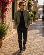 Merrick Men's Cotton Jacket – Mandarin Collar, Zip-Up Front & Retro Casual Style