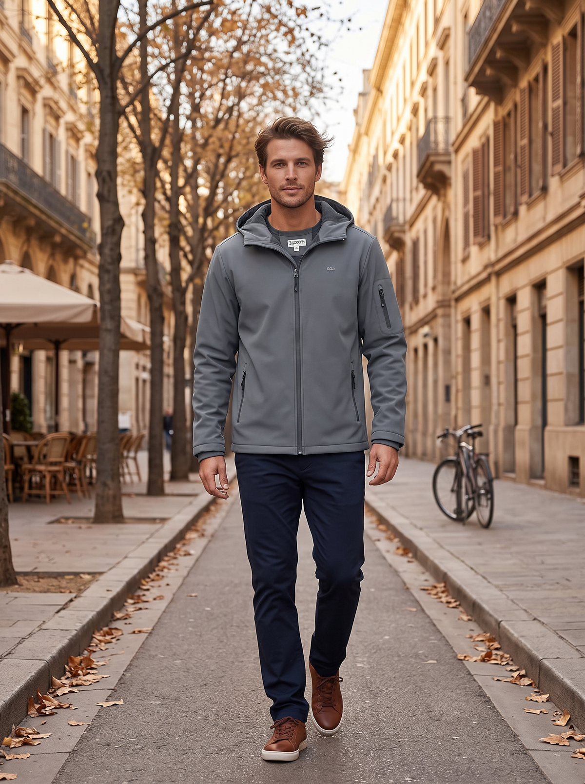 Leif Men's Waterproof Softshell Jacket – Fleece-Lined Interior, With Hood & 5 Handy Pockets