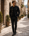 Jaxon Men's Cotton Jacket – Mandarin Collar, Button-Up Front & Vintage Casual Style