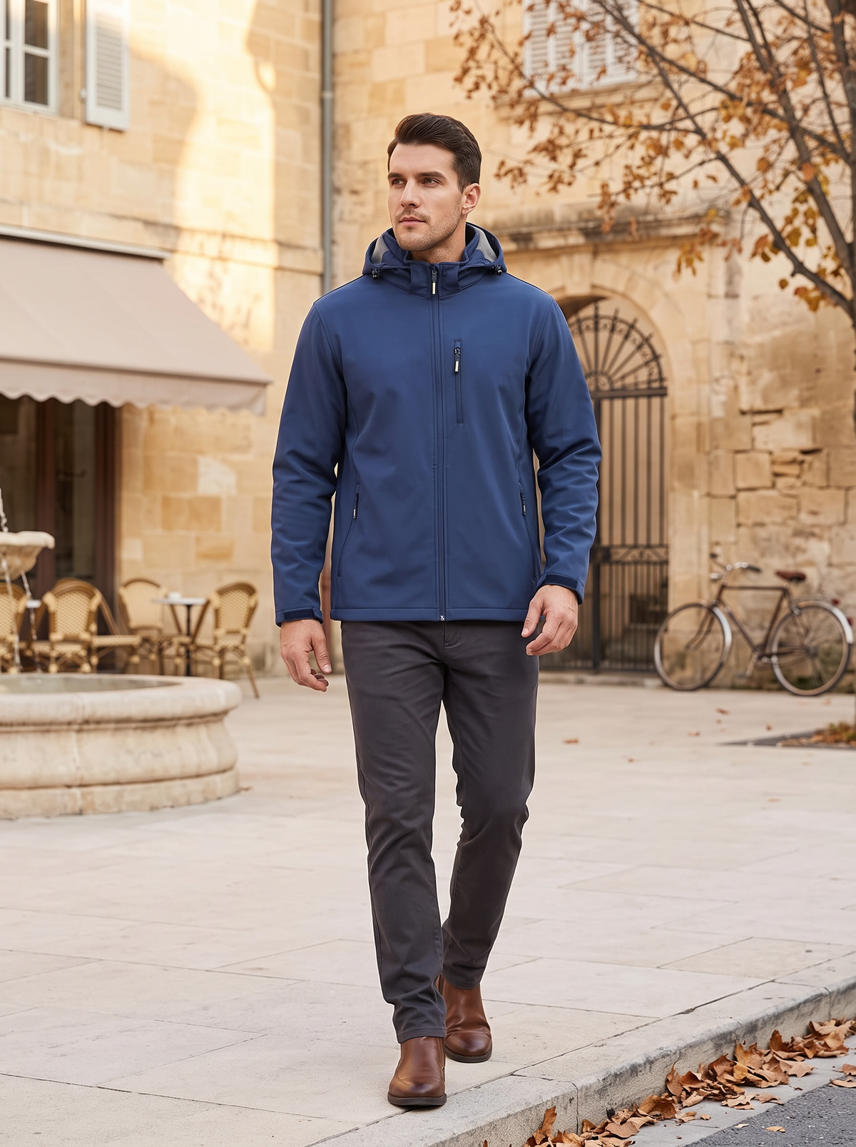 Pell Men's Softshell Jacket – Fleece-Lined Interior, With Hood & 5 Handy Pockets