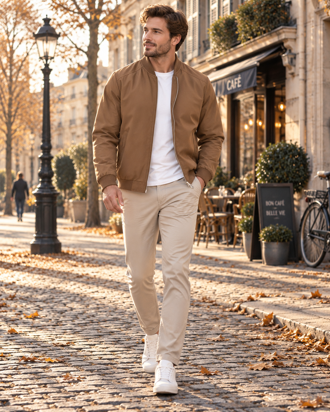 Noor Men's Lightweight Bomber Jacket – Full-Length Zipper, Ribbed Detailing & 3 Handy Pockets