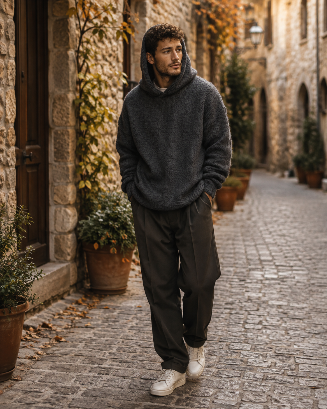 Osric Men's With Hood Sweater – Relaxed Silhouette, Plush Textured Knit & Ribbed Detailing