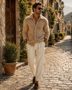 Nolan Men's Knitted Cardigan – Retro Lapel, Textured Knit & Casual Fit