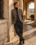 Kellan Men's Tweed Plaid Jacket – Mandarin Collar, Retro Style & Casual Fit