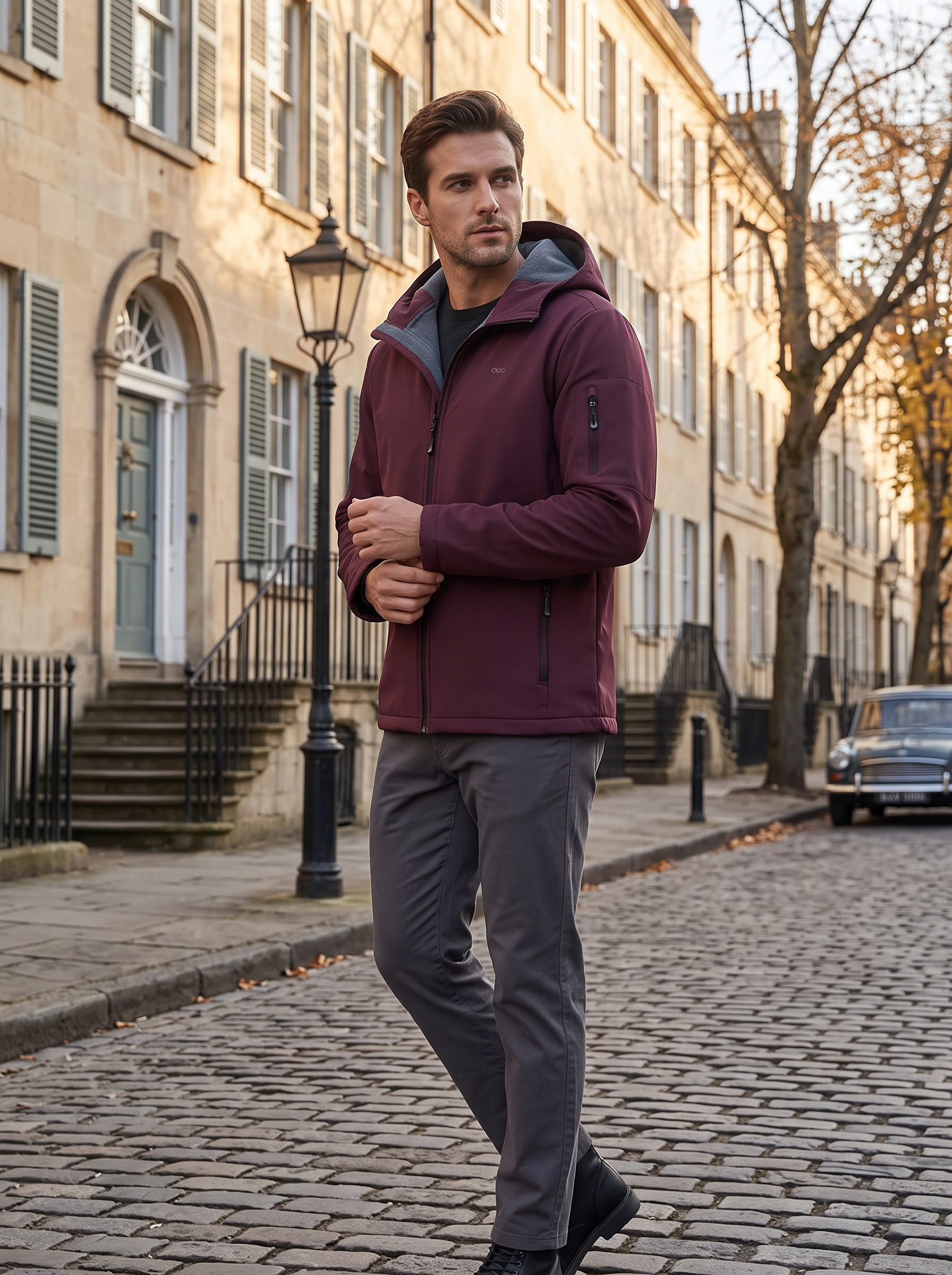 Leif Men's Waterproof Softshell Jacket – Fleece-Lined Interior, With Hood & 5 Handy Pockets