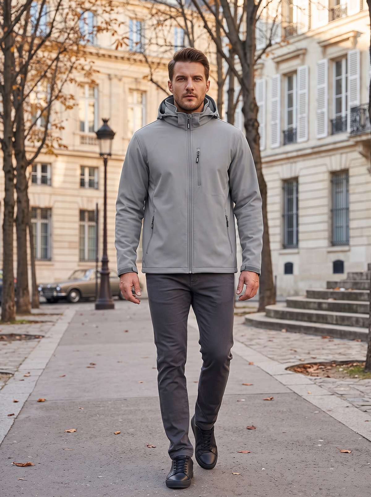 Pell Men's Softshell Jacket – Fleece-Lined Interior, With Hood & 5 Handy Pockets