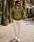 Ignatius Men's Utility Hoodie – Heavyweight Sueded Fleece with Cargo Handy Pockets & Half-Zip