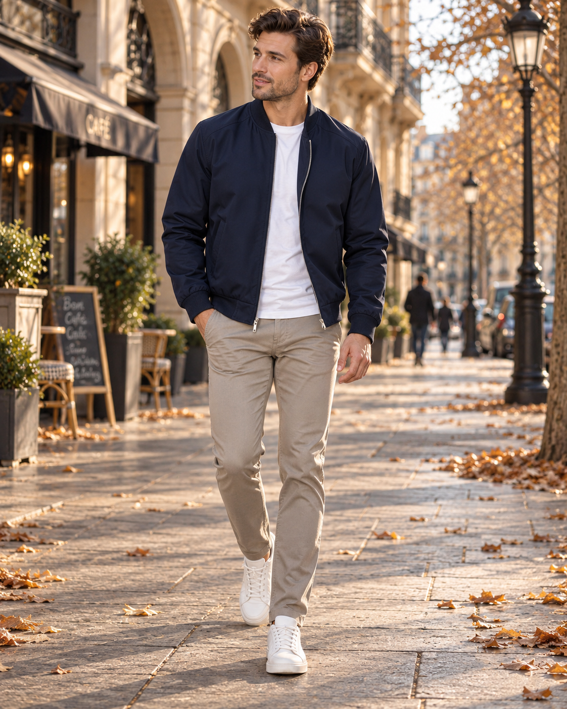 Noor Men's Lightweight Bomber Jacket – Full-Length Zipper, Ribbed Detailing & 3 Handy Pockets