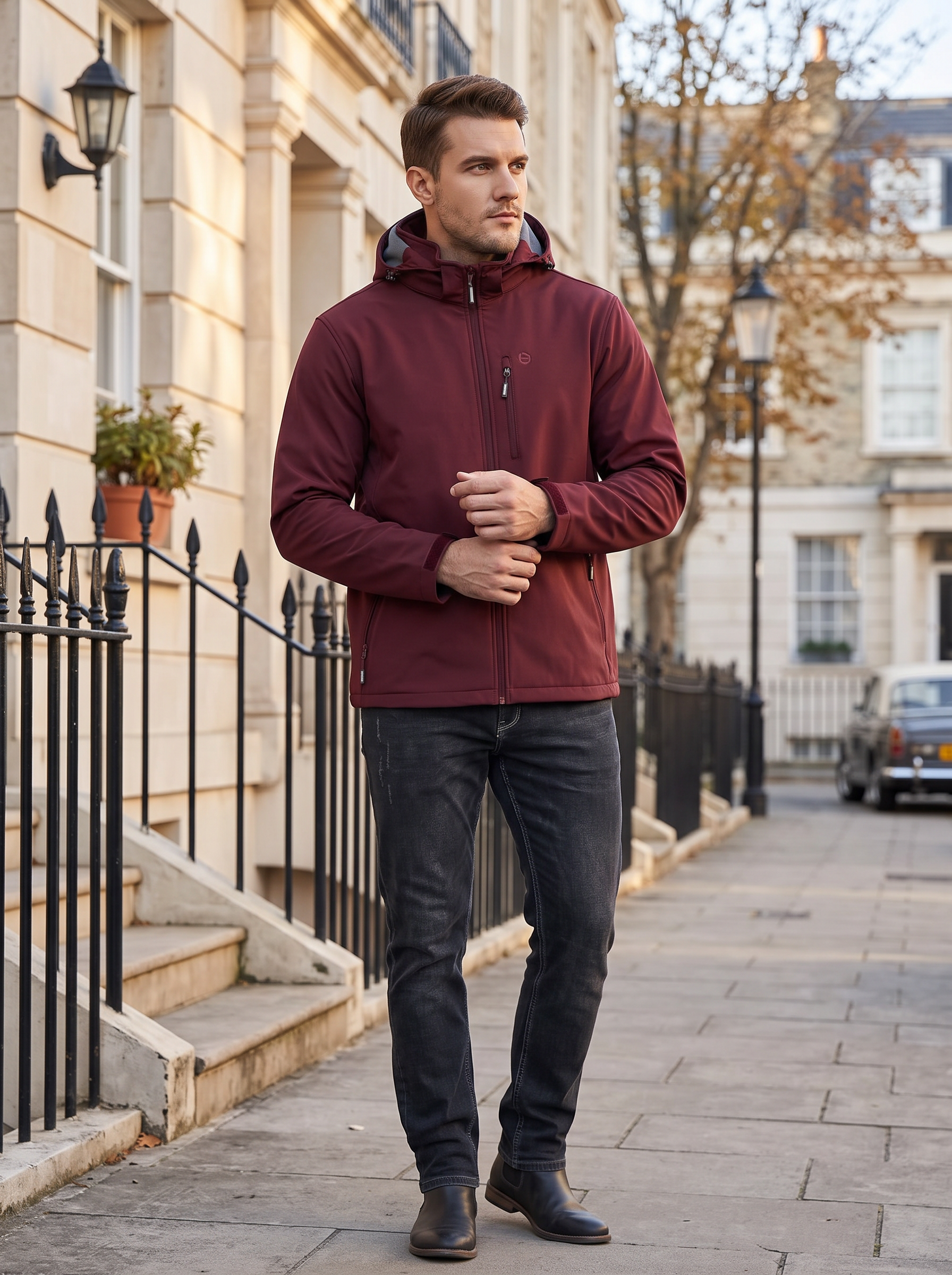 Pell Men's Softshell Jacket – Fleece-Lined Interior, With Hood & 5 Handy Pockets