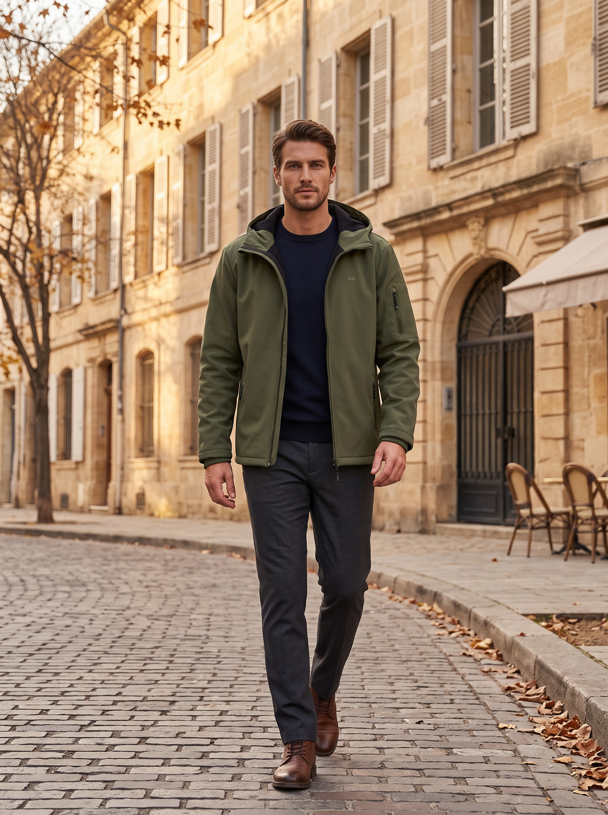 Leif Men's Waterproof Softshell Jacket – Fleece-Lined Interior, With Hood & 5 Handy Pockets