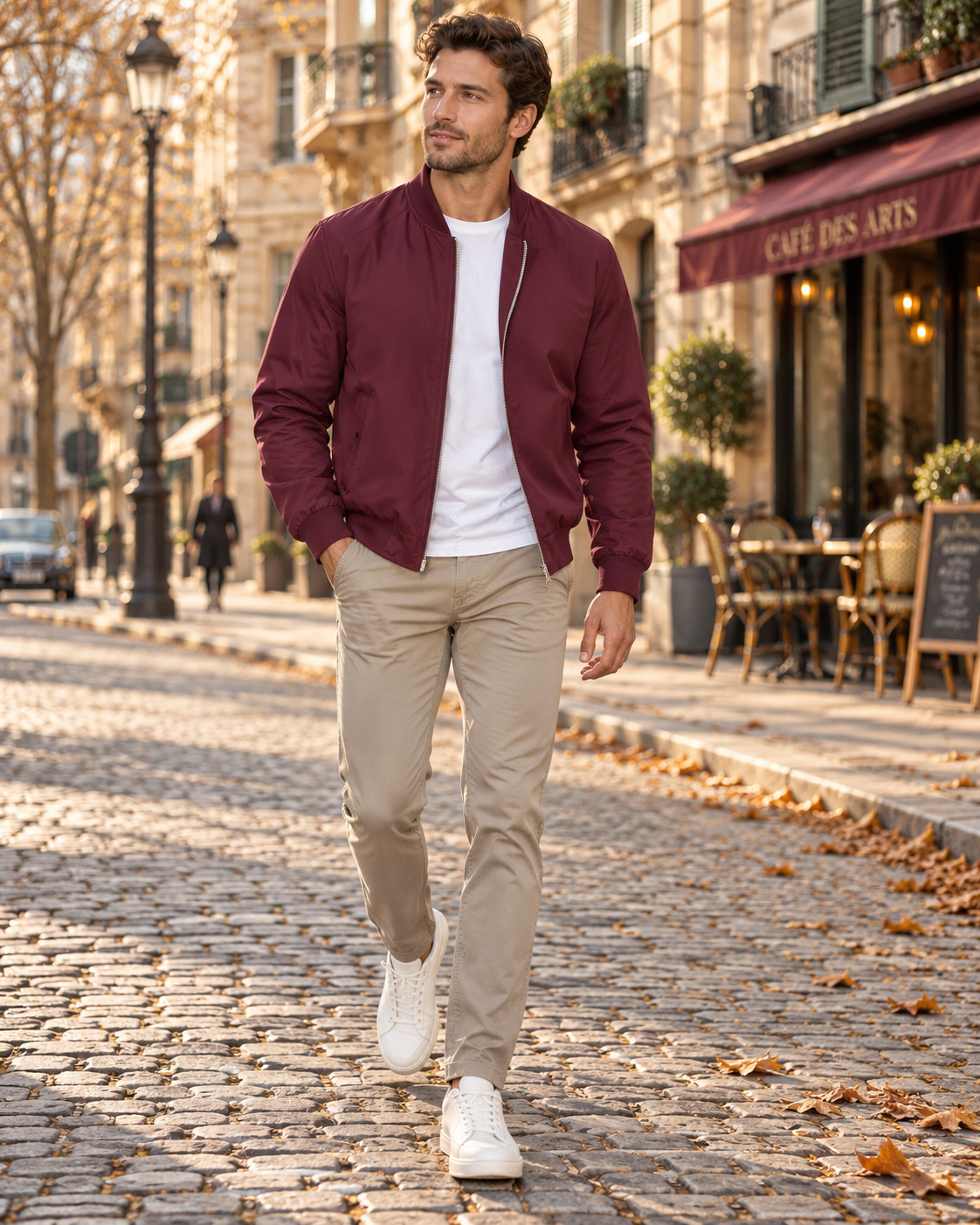 Noor Men's Lightweight Bomber Jacket – Full-Length Zipper, Ribbed Detailing & 3 Handy Pockets
