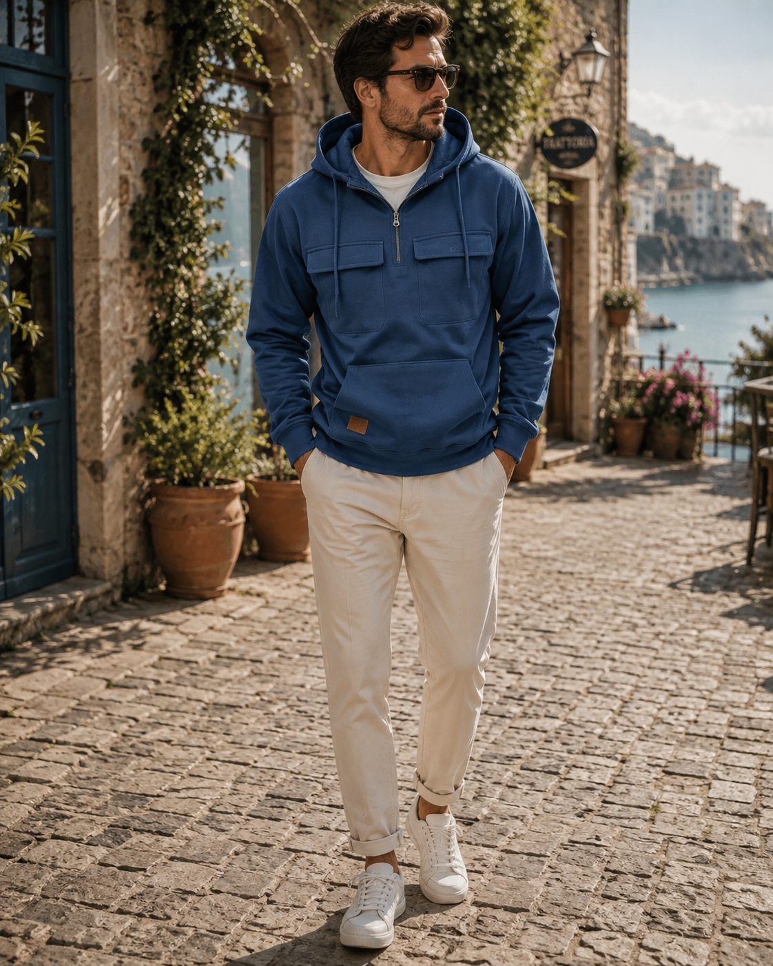 Ignatius Men's Utility Hoodie – Heavyweight Sueded Fleece with Cargo Handy Pockets & Half-Zip