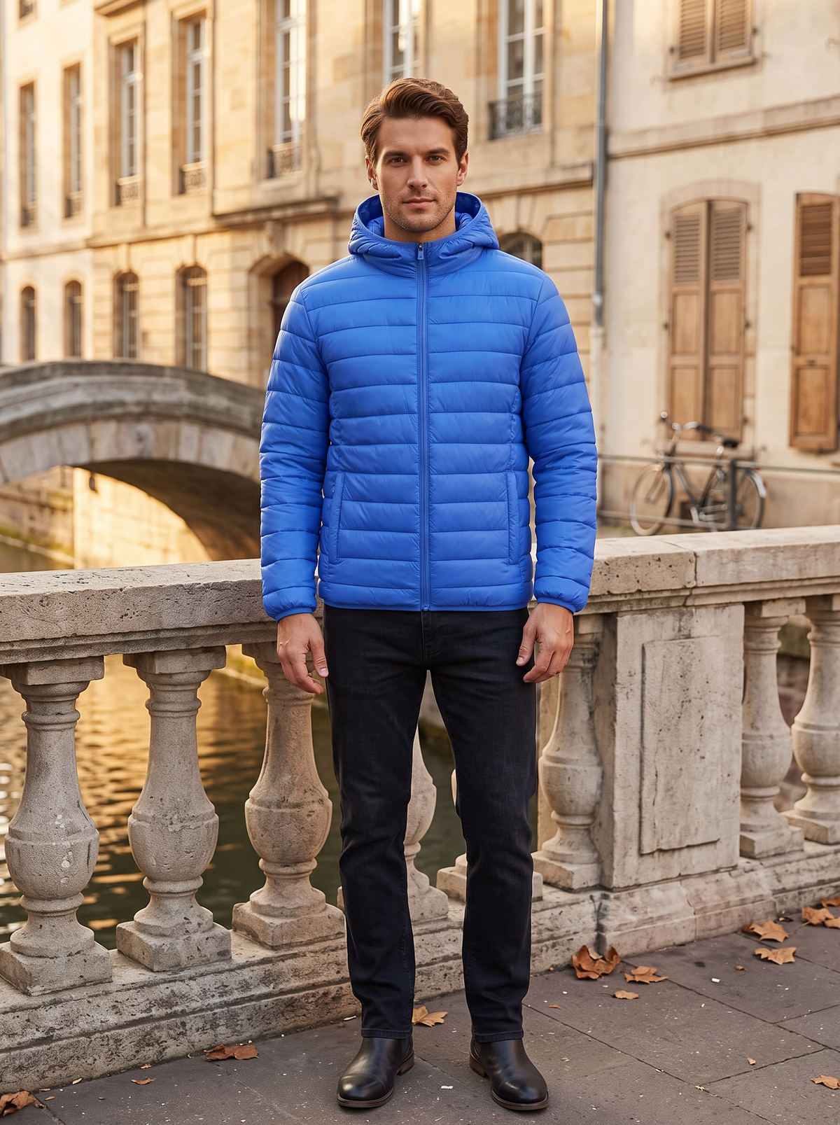 Gwyn Women's Puffer Jacket – With Hood, Full-Length Zipper, Nylon Shell & Zippered Pockets