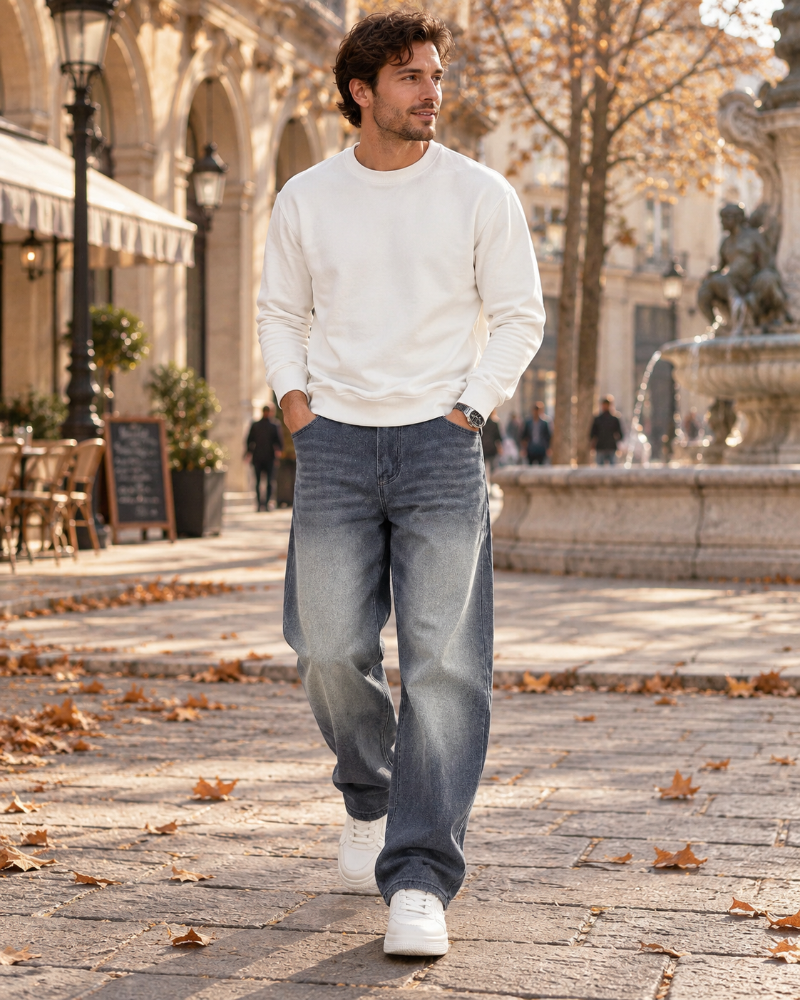 Odessa Men's Baggy Jeans – Mid-Rise, Straight Leg, Stretch Denim & 5 Handy Pockets