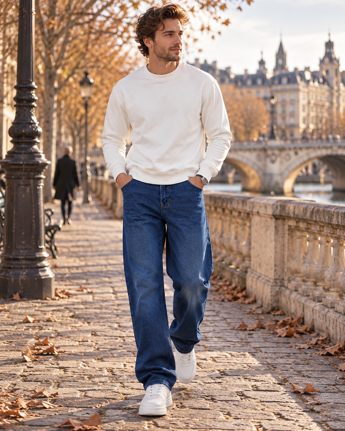 Odessa Men's Baggy Jeans – Mid-Rise, Straight Leg, Stretch Denim & 5 Handy Pockets