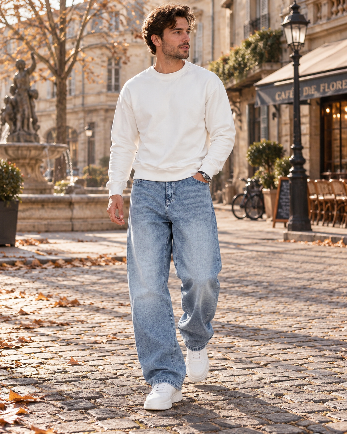 Odessa Men's Baggy Jeans – Mid-Rise, Straight Leg, Stretch Denim & 5 Handy Pockets