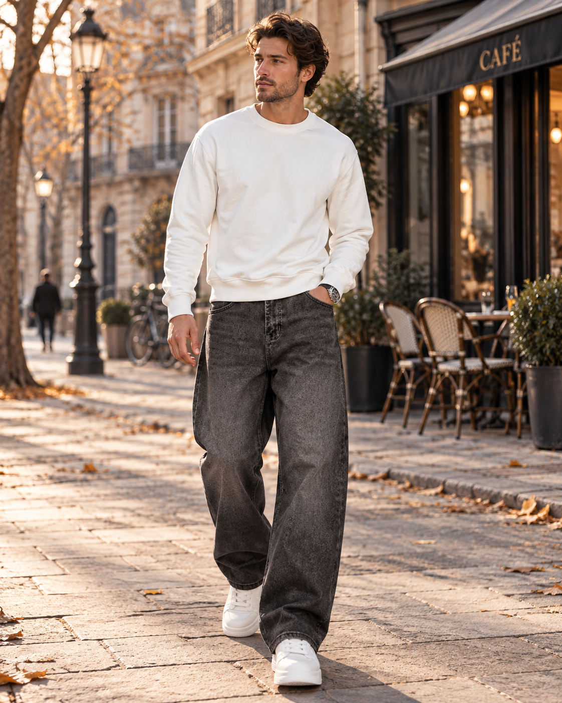 Odessa Men's Baggy Jeans – Mid-Rise, Straight Leg, Stretch Denim & 5 Handy Pockets