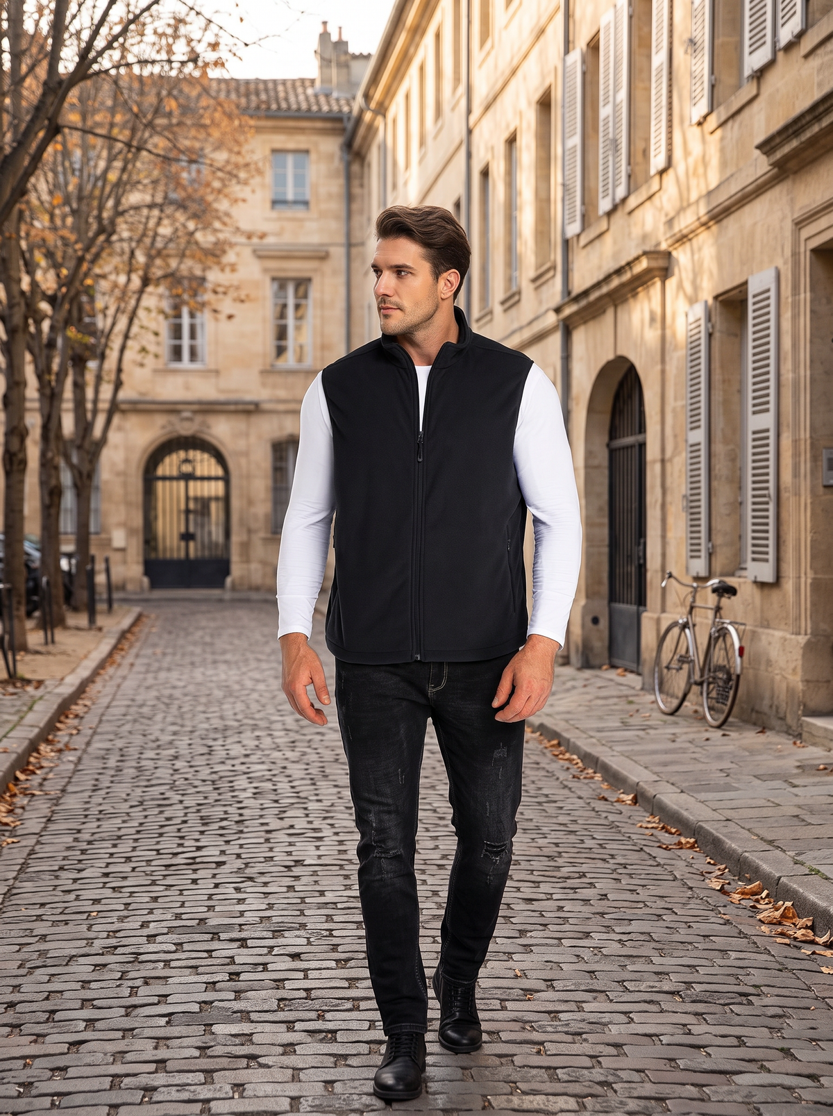 Thorne Men's Polar Fleece Vest – Full-Length Zipper, Mandarin Collar & 4 Handy Pockets