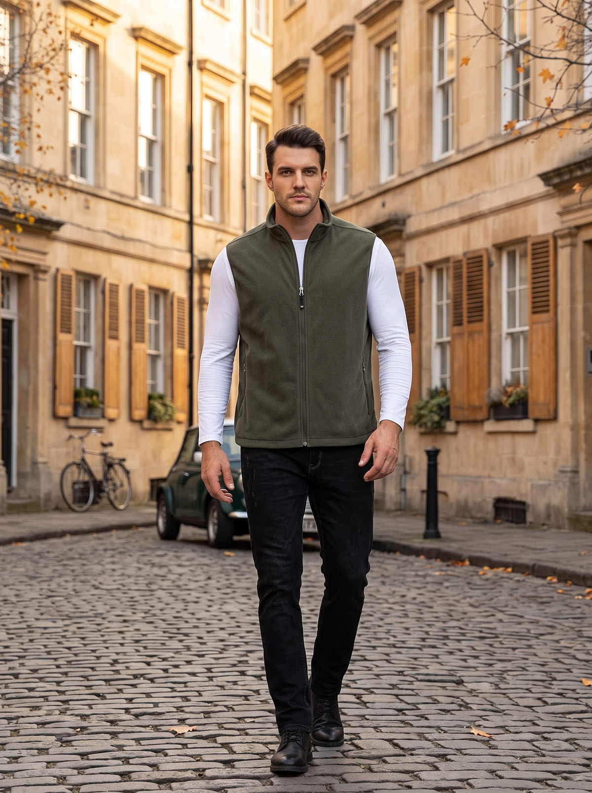 Thorne Men's Polar Fleece Vest – Full-Length Zipper, Mandarin Collar & 4 Handy Pockets