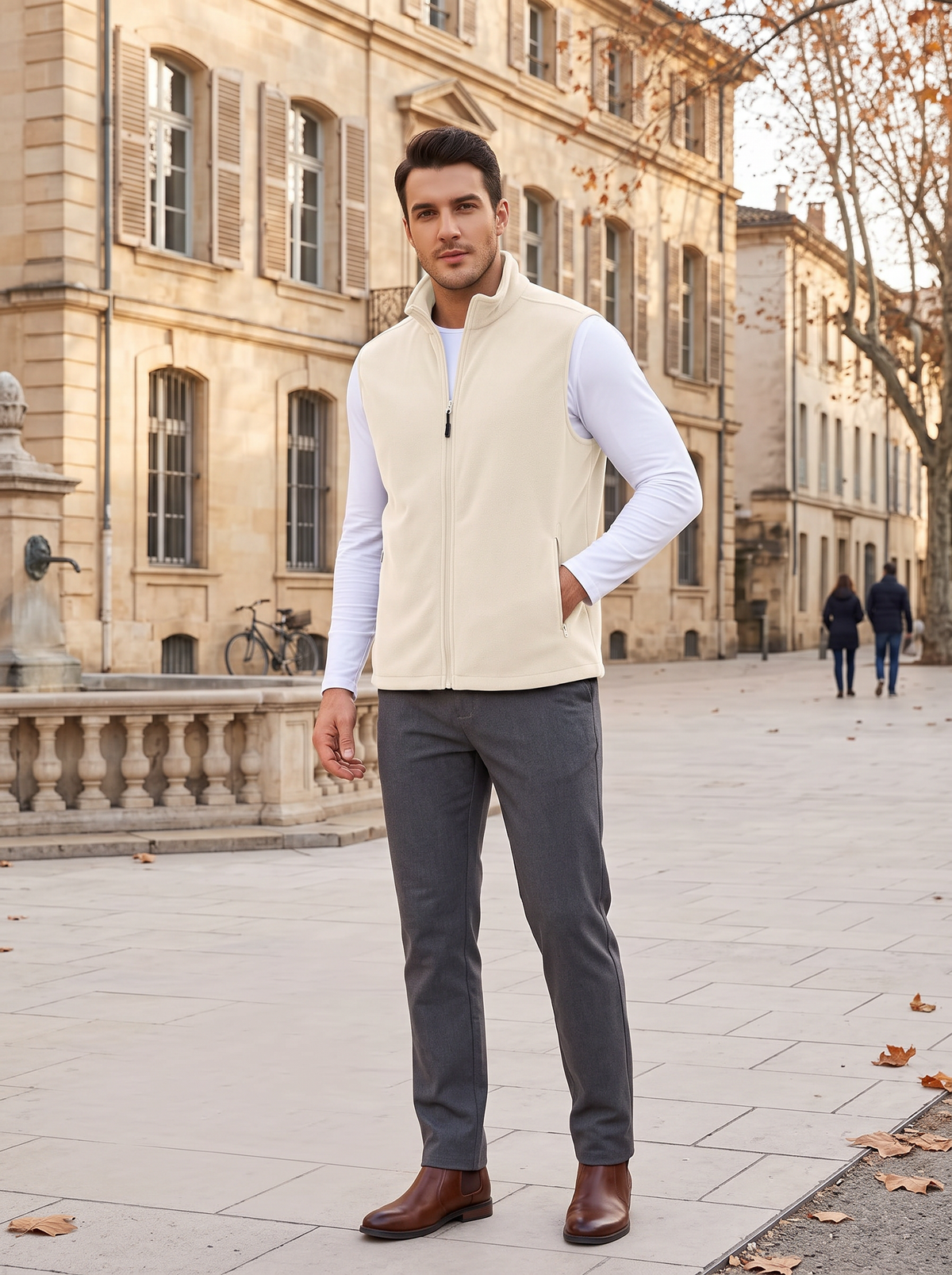Thorne Men's Polar Fleece Vest – Full-Length Zipper, Mandarin Collar & 4 Handy Pockets