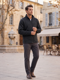 Zephyrine Men's Fleece Jacket – Mandarin Collar, Zippered Pockets & Stretchy Material