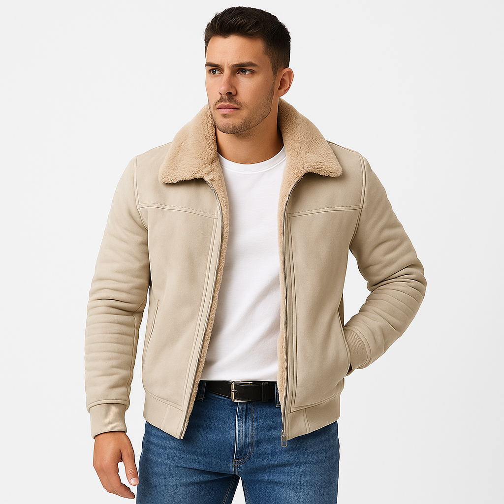 Ulmer Men's Fur-Collar Jacket – Refined Zip-Up Coat with a Modern Fitted Silhouette