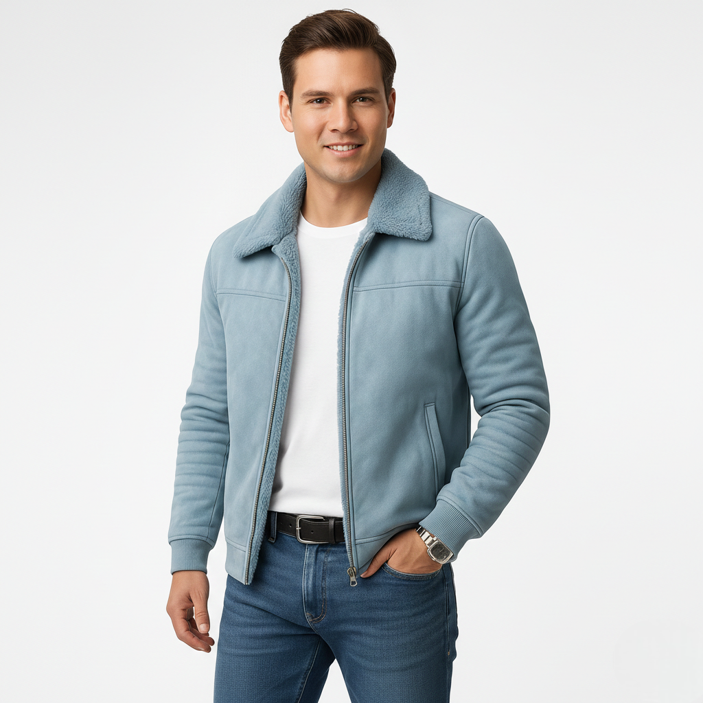 Ulmer Men's Fur-Collar Jacket – Refined Zip-Up Coat with a Modern Fitted Silhouette