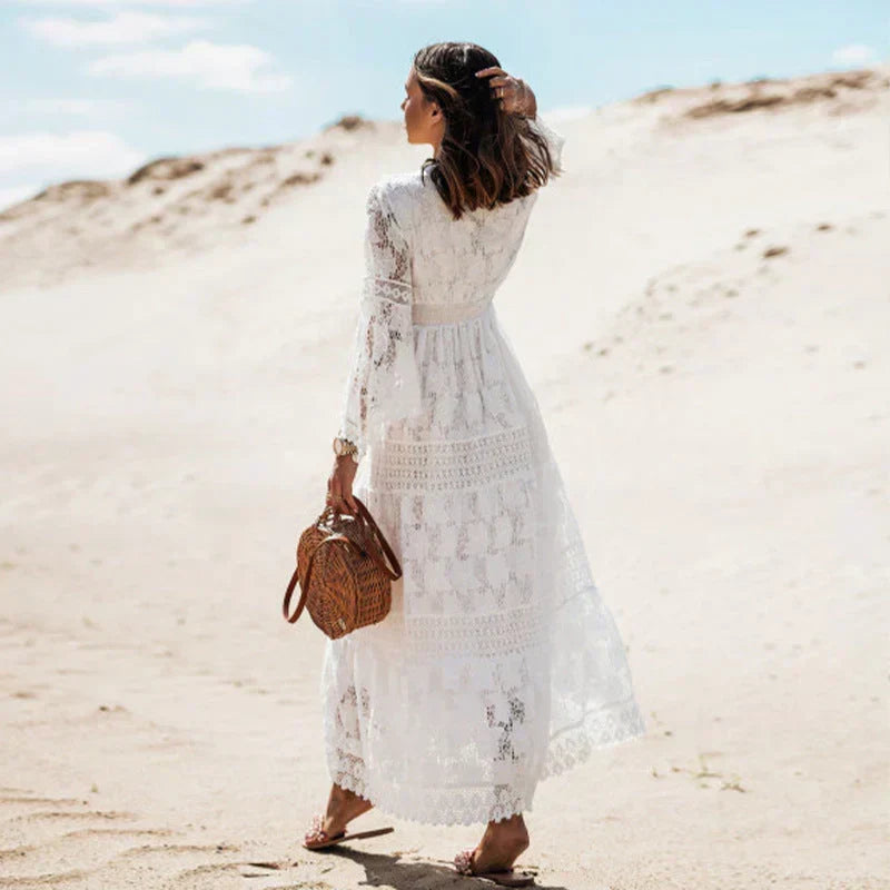 Jaxon Women's Dress – Full-Length Sleeves, Flowing Silhouette & Artsy Boho Accents