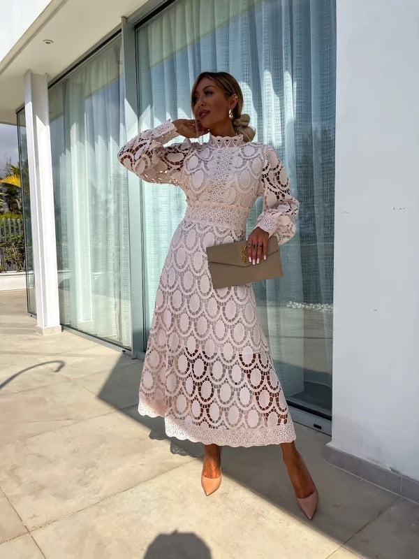 Mireille Refined Women's Dress – Lace Dress with Full-Length Sleeves for a Chic Night Out