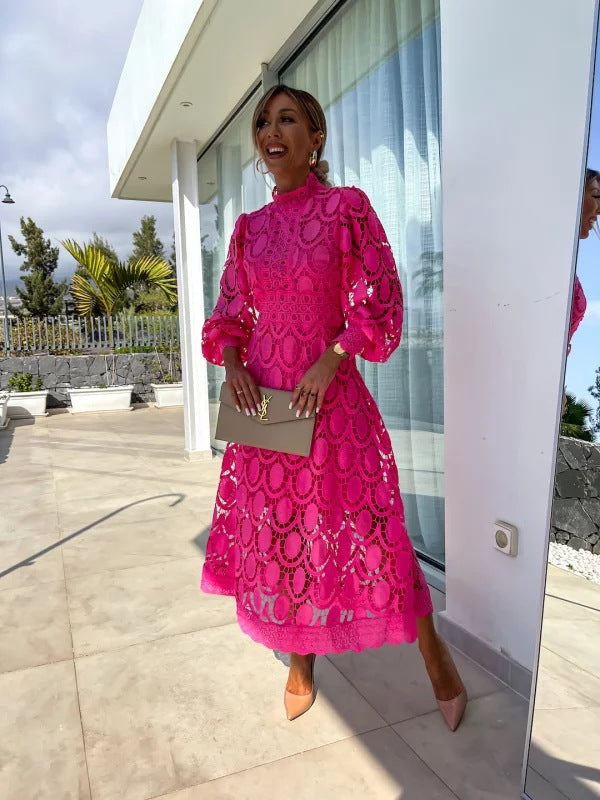 Mireille Refined Women's Dress – Lace Dress with Full-Length Sleeves for a Chic Night Out