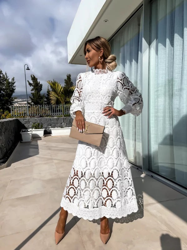 Mireille Refined Women's Dress – Lace Dress with Full-Length Sleeves for a Chic Night Out
