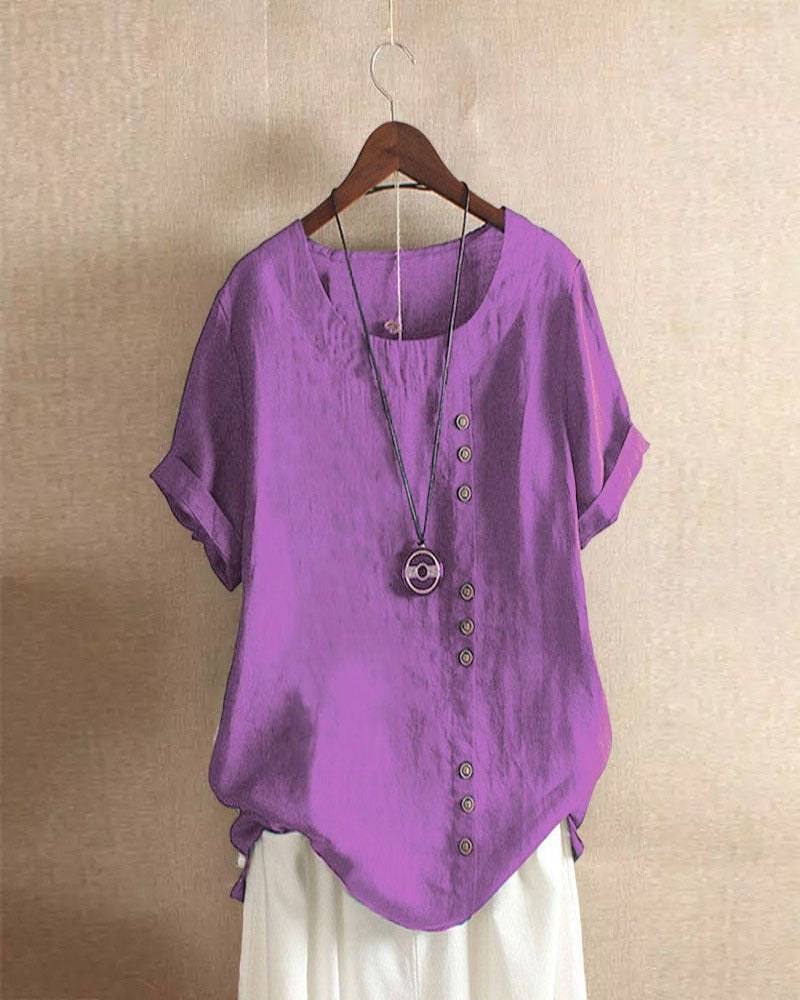 Vance Women's Blouse – Lightweight Linen Blouse with Button-Up Front & Effortless Natural Look