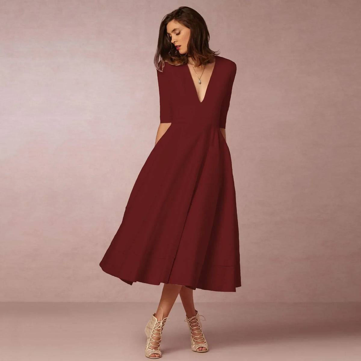 Anouk Women's Midi Dress – Fitted Cotton Dress with an Sophisticated Cut