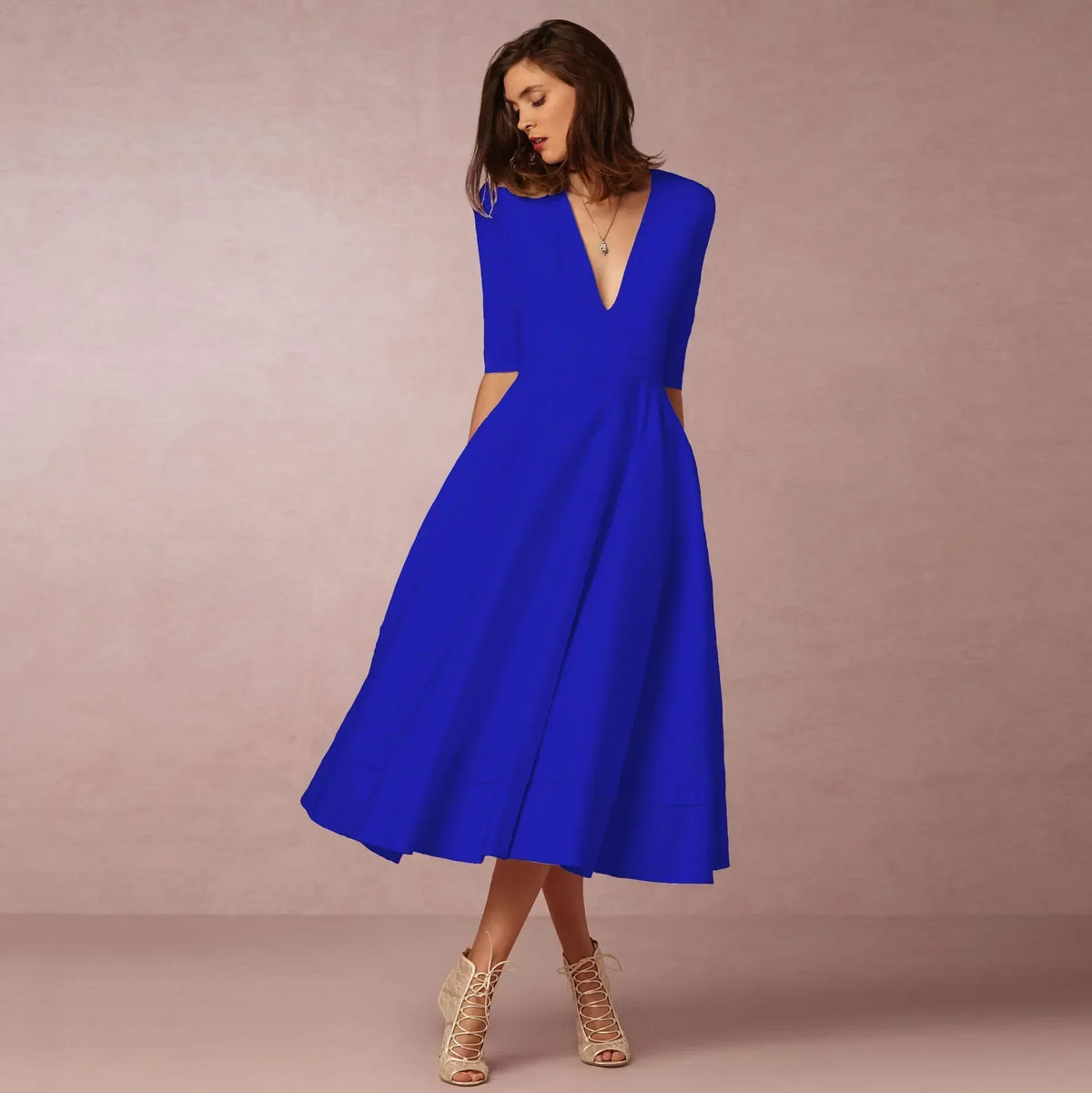 Anouk Women's Midi Dress – Fitted Cotton Dress with an Sophisticated Cut